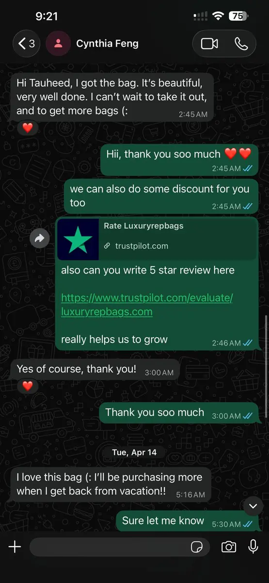 LuxuryRepBags customer review 6