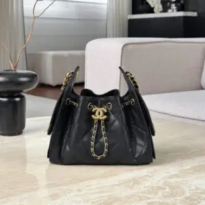 Chanel 25 Mini Black Gold hardware
