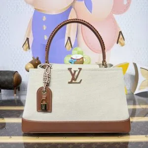 Louis Vuitton Capucines Weekender Bag Tan Canvas