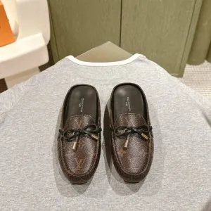 LV Women Brown Leather Loafers