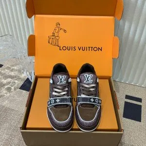 LV Women Brown Suede Leather Sneakers