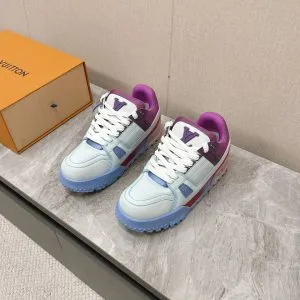 LV Women Blue White Leather Sneakers