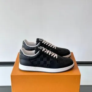 LV Men Black Leather Checkerboard Sneakers