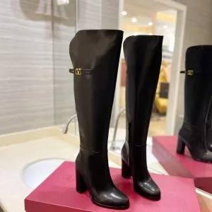 Valentino Women Black Leather High Heel Boots