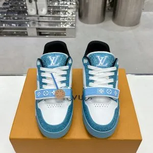 LV Women Blue White Leather Sneakers