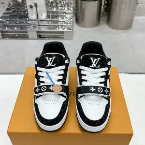 LV Women Black White Leather Sneakers