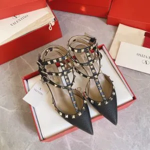Valentino Women Black Leather Studded Pumps