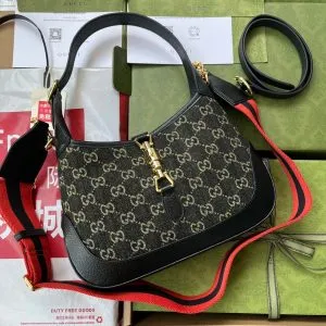 JACKIE 1961 SMALL HANDBAG IN BLACK YELLOW DENIM