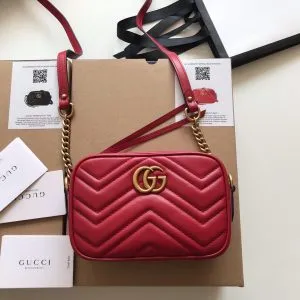 GUCCI Calfskin Matelasse Mini GG Marmont Chain Shoulder