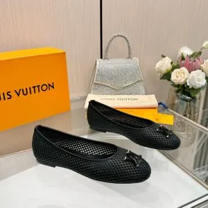 LV Women Black Mesh Ballet Flats