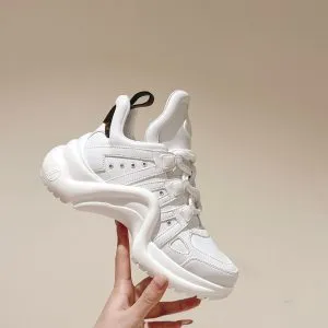 LV Women White Leather Chunky Sneakers