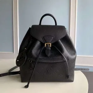 Louis Vuitton LV Montsouris PM Backpack Black With Lock Gold 27x33cm