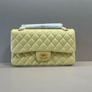 CHANEL 25C FLAP BAG 25 IN YELLOW QUILTED LAMBSKIN GOLD HARDWARE