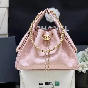 CHANEL 25 HANDBAG IN PASTEL PINK WITH GOLD HARDWARE