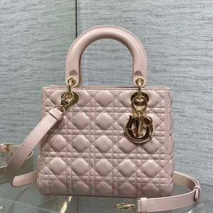 Dior Medium Lady bag in Pink Gold Hardware