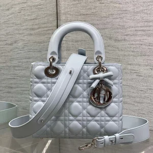 Dior Small Lady Dior Bag in Ice Blue Cannage