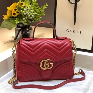 Gucci Marmont Top Handle Like Auth Women’s Handbag Red 27cm