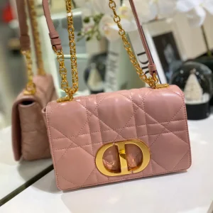 Dior Pink Plaid Super Quality Women’s Handbag with Gold Lock 25cm