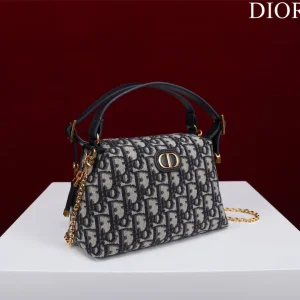 Dior Plaid Women’s Handbag, Glossy Leather, Replica 11 High Quality 20cm