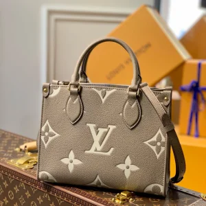 Louis Vuitton LV Onthego Woman’s Grey Cowhide Leather Handbags 25cm