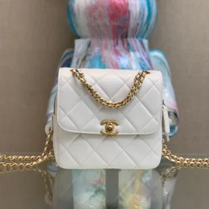 Chanel Mini Backpack Replica 11 Milk White With Gold Lock 18x20x11.5cm