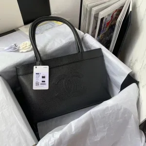Chanel Vintage Classic Like Auth Handbags Black Woman’s 30x21x8cm