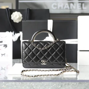Chanel Woc Handbags Lock Silver Mix Handle Leather 19x12cm