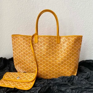 Goyard Yellow Goyardine Canvas & Chevroches Calfskin Saint Louis PM Tote