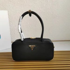 Prada Medium Leather Top-Handle Bag in Brown
