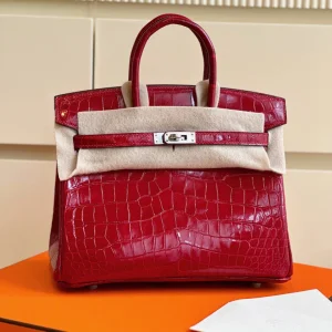 HN 25 Red Genuine Crocodile Leather Palladium Hardware