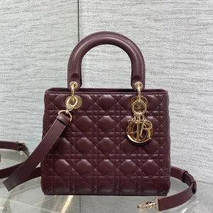 Christian Dior Small Lady Dior bag in Burgundy