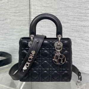 DIOR LADY DIOR SMALL BLACK SLIVER HARDWARE