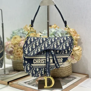 Christian Dior Saddle Bag in Blue Dior Oblique Jacquard