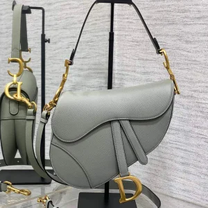 Dior Saddle Bag in Stone Gray Gold Hardware
