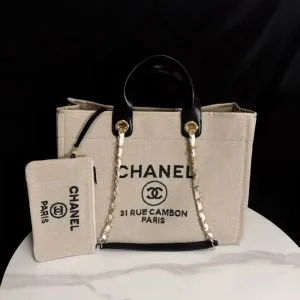 Chanel Deauville Tote in beige and black