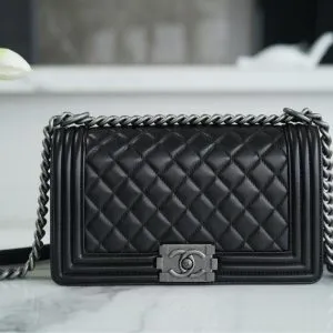Chanel Boy Medium Black Sliver Hardware