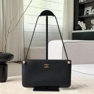 Chanel “Chic Studs” Clutch Bag Black Lambskin Gold Hardware
