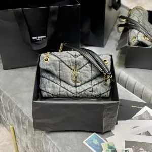 SAINT LAURENT Solferino Medium Cotton And Leather Shoulder Bag