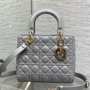 Dior Medium Lady in Grey Gold Hardware