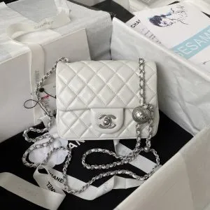 Chanel Mini Silver 22 White Calfskin