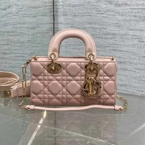 DIOR MICRO LADY D-JOY 19 IN BLACK CALFSKIN GOLD HARDWARE