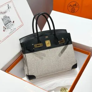 HN 30CM IN BLACK SWIFT WHITE BLACK PLAID TOILE CANVAS