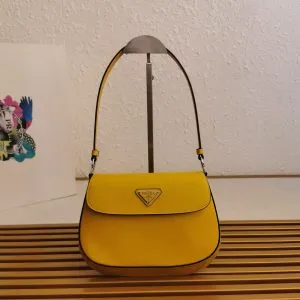 PRADA SPAZZOLATO CLEO SHOULDER BAG IN YELLOW