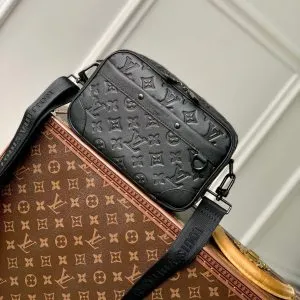 LV ALPHA NANO BAG 24 IN BLACK MONOGRAM SHADOW EMBOSSED COWHIDE