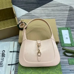 JACKIE SMALL SHOULDER BAG 27 IN LIGHT PINK CRACKED LACQUER GOLD HARDWARE