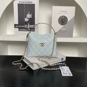 Chanel Small Hobo Bag in light blue quilted calfskin