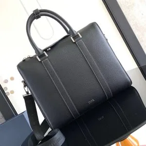 Dior Lingot Briefcase in black grained calfskin leather