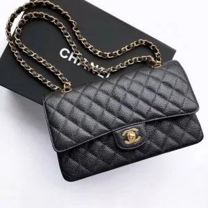 Chanel Classic Flap 25.5 Black Gold Hardware 187 factory