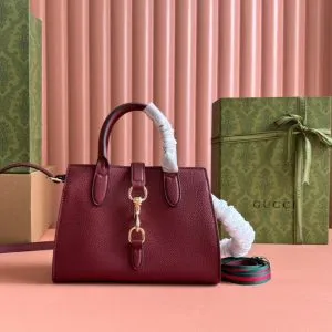 SMALL JACKIE TOTE 24 IN BURGUNDY LAMBSKIN