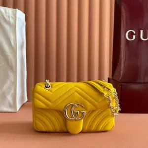 GUCCI GG MARMONT BAG 22 IN YELLOW LAMBSKIN